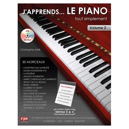 J’apprends le piano tout simplement niveau 3&4 VOL2 avec CD Melody Music Caen