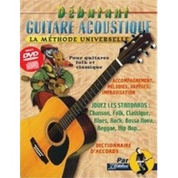 Débutant Guitare Acoustique La Méthode Universelle CD+DVD Ed Rebillard Melody music caen