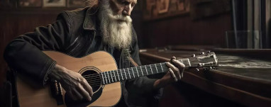 image old man playing guitar